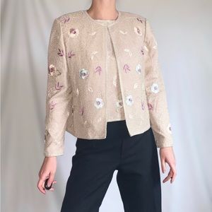 Vintage 90s Adrianna Papéll Beaded Jacket & Sleeveless Top